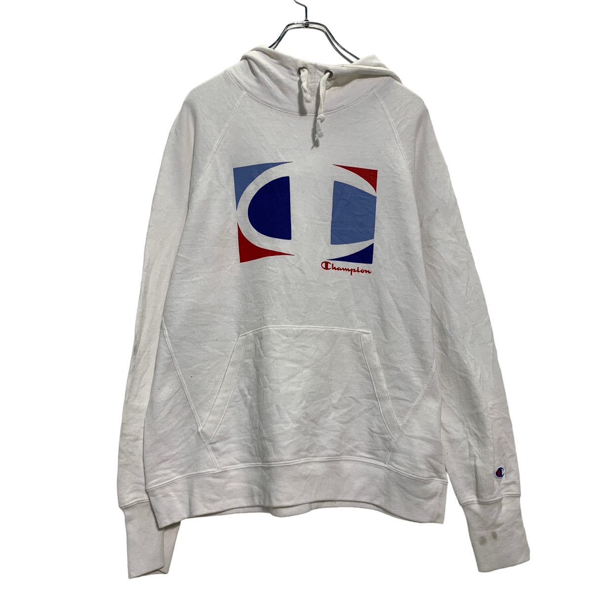 Rakuten - 【中古】【古着】 Champion ロゴ スウェット パーカー L ホワイト ブルー レッド チャンピオン フーディー 古着卸 アメリカ仕入 a603-5007