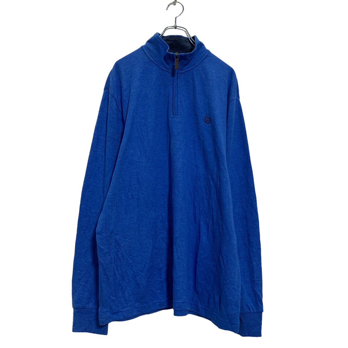 【中古】【古着】 CHAPS ハーフジップ ロゴ スウェット トレーナー XL ブルー ブラック ビッグサイズ 古着卸 アメリカ仕入 a603-5039