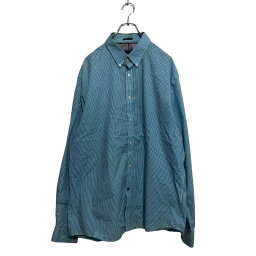 【中古】【古着】 TOMMY HILFIGER 長袖 チェックシャツ 17 1/2 XL～ ライトブルー ホワイト トミーヒルフィガー ボタンダウン 古着卸 アメリカ仕入 a603-5084