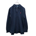 【中古】【古着】 Polo Ralph Lauren 長袖 ポロシャツ ユースMサイズ ラルフローレン キッズ ネイビー 古着卸 アメリカ仕入 a603-5094