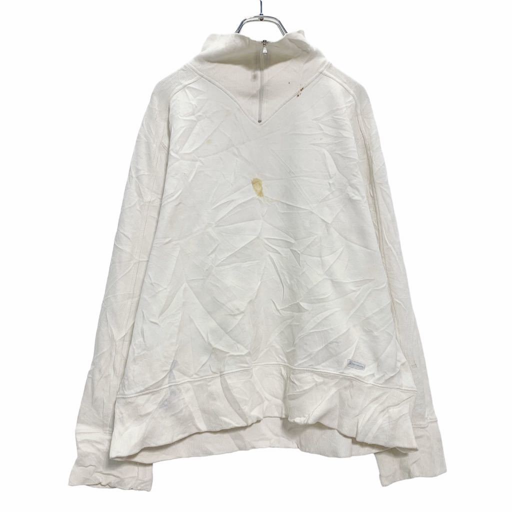 美国休闲服 - 【中古】【古着】 champion ハーフジップ 無地 スウェット トレーナー XL ホワイト チャンピオン ビッグサイズ 裏起毛 古着卸 アメリカ仕入 a603-5166