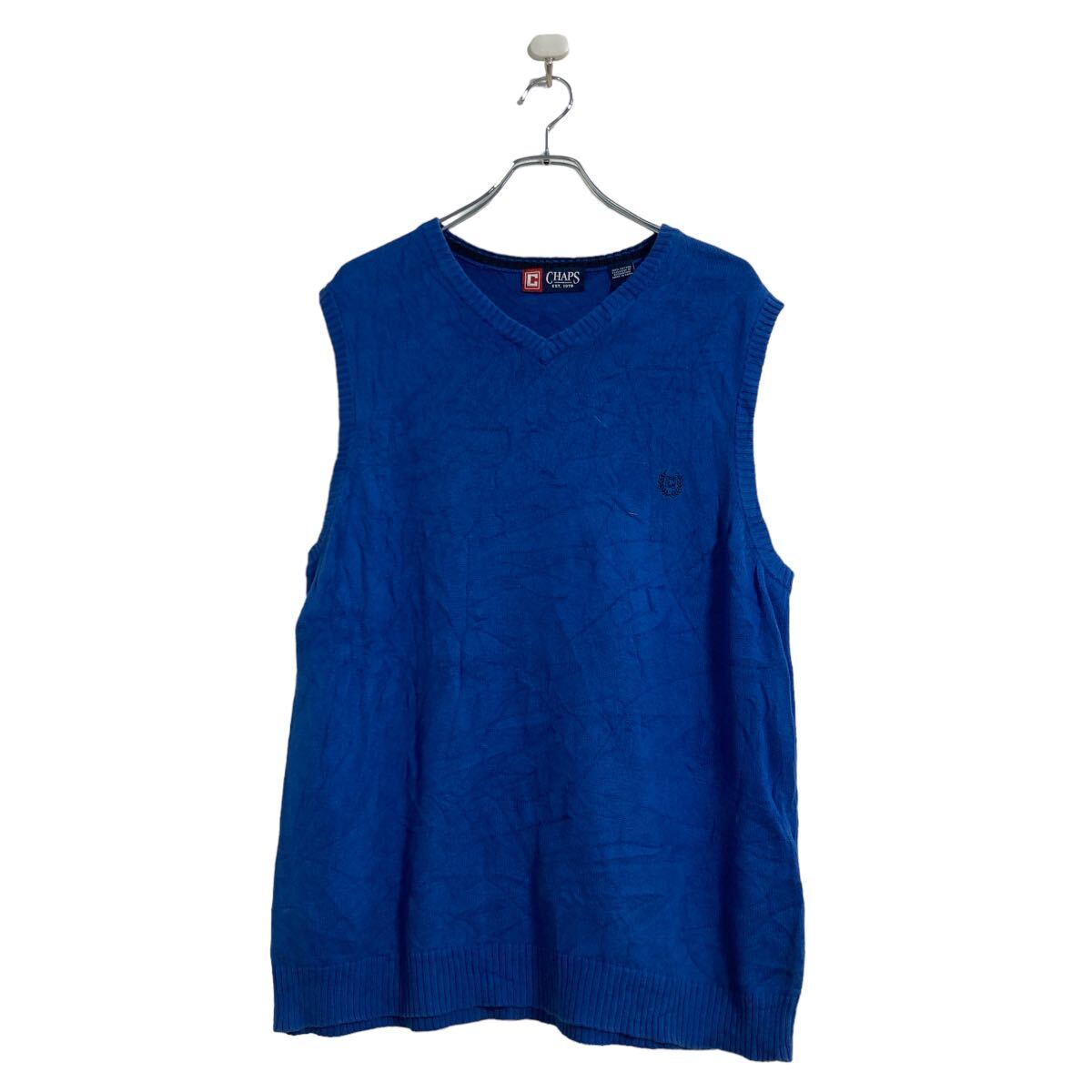 【中古】【古着】 CHAPS コットン ニット セーター ベスト M ブルー チャップス 古着卸 アメリカ仕入 a603-5783