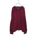 【中古】【古着】 TOMMY HILFIGER コットン ニット セーター 2XL バーガンディ トミーヒルフィガー ビッグサイズ Vネック 古着卸 アメリカ仕入 a603-5879(4)