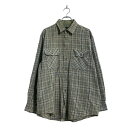 【中古】【古着】 DAVID TAYLOR 長袖 チェックシャツ L グレー ブルー ベージュ アクリル混 古着卸 アメリカ仕入 a603-5919