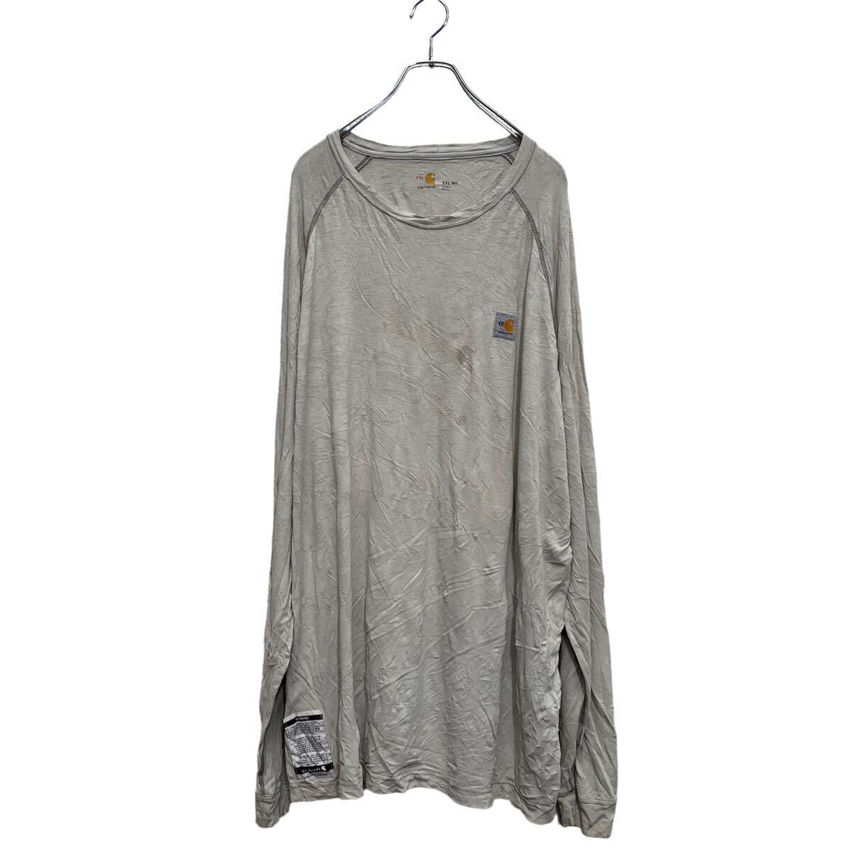 【中古】【古着】 carhartt FR 長袖 ロゴTシャツ 2XL ライトベージュ カーハート メキシコ製 ビッグサイズ ロンT 古着卸 アメリカ仕入 a603-5952