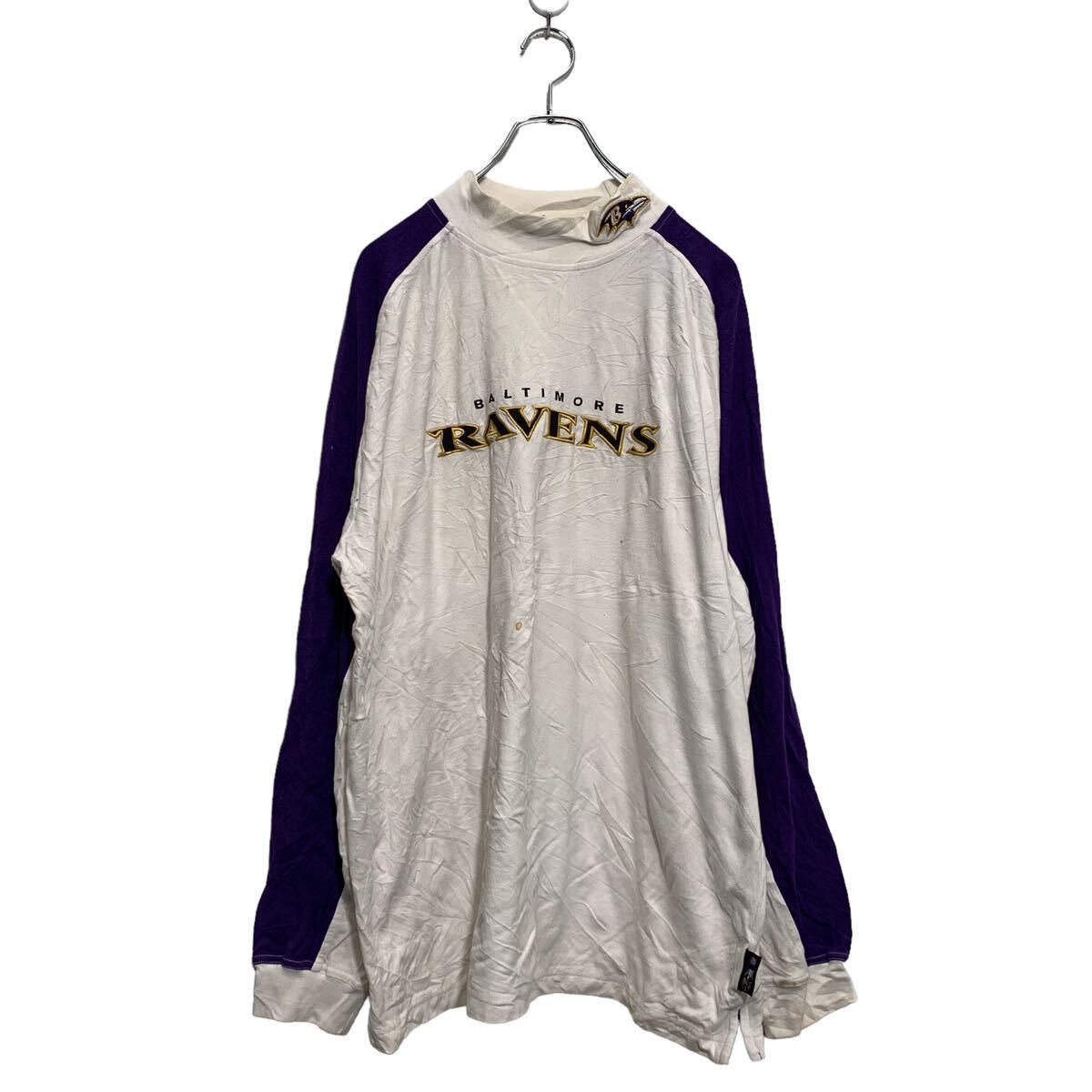 【中古】【古着】 Reebok NFL 長袖 ロゴTシャツ L ホワイト パープル リーボック エヌエフエル ロンT ロングTシャツ 古着卸 アメリカ仕入 a603-5972