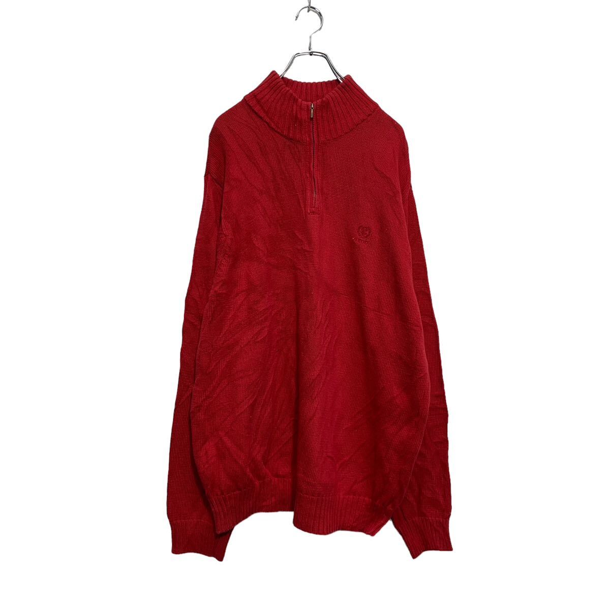 【中古】【古着】 IZOD ハーフジップ コットンニット セーター XL レッド アイゾッド ビッグサイズ ワンポイントロゴ 古着卸 アメリカ仕入 a603-6065