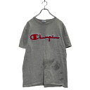 【中古】【古着】 Champion 半袖 ロゴTシャツ M グレー チャンピオン クルーネック 刺繍ロゴ 古着卸 アメリカ仕入 a603-6120