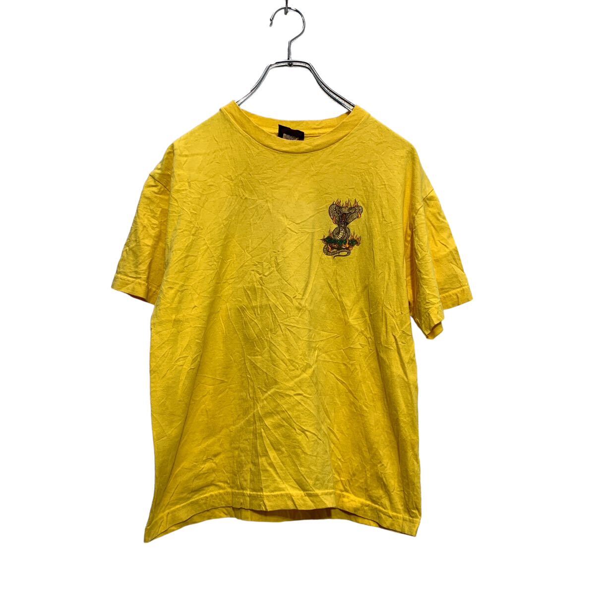 【中古】【古着】 GECKO 半袖 プリントTシャツ XL 150～ キッズ イエロー メキシコ製 クルーネック バックプリント コブラ 古着卸 アメリカ仕入 a603-6149