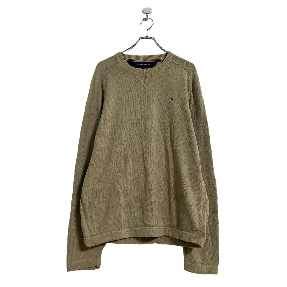 【中古】【古着】 HILFIGER SPORT ニット セーター L ベージュ ヒルフィガースポーツ シンプル 古着卸 アメリカ仕入 a603-6166