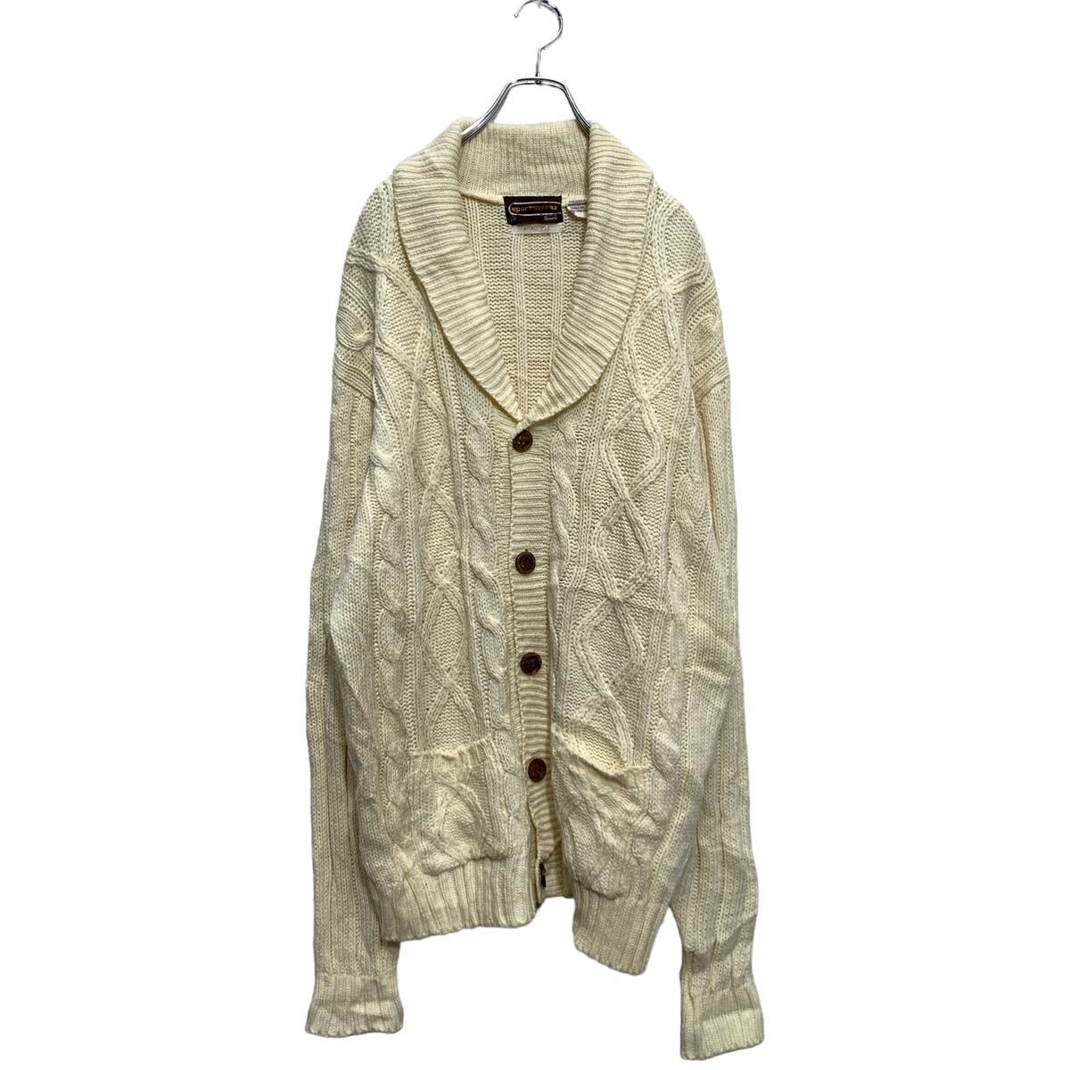 【中古】【古着】 Sears sportswear ケーブルニット セーター カーディガン XL アイボリー シアーズ ビッグサイズ 古着卸 アメリカ仕入 a603-6324