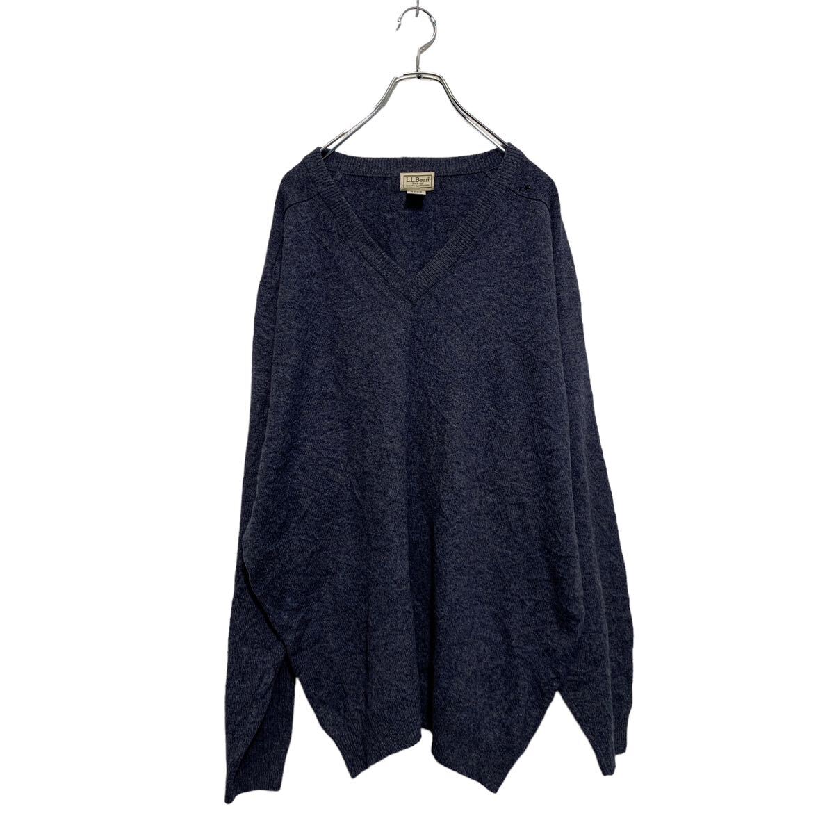 【中古】【古着】 L.L.Bean ウール ニット セーター XL-TALL ダークグレー エルエルビーン Vネック 無地 古着卸 アメリカ仕入 a603-6327