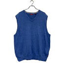 【中古】【古着】 IZOD コットンニット ベスト 2XL ライトブルー アイゾッド ビッグサイズ Vネック ワンポイントロゴ 古着卸 アメリカ仕入 a603-6347