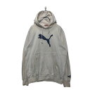 【中古】【古着】 PUMA ロゴ スウェット パーカー M プーマ ホワイト ブルー プルオーバー 刺繍 裏起毛 ポケット 古着卸 アメリカ仕入 a603-64...