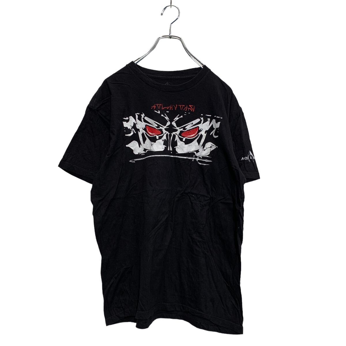 【中古】【古着】 AQUAMAN 半袖 プリントTシャツ L ブラック アクアマン メキシコ製 クルーネック 袖プリント 古着卸 アメリカ仕入 a603-6457