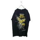 【中古】【古着】 半袖 プリント Tシャツ XL~ ブラック イエロー ビッグサイズ バックプリント 古着卸 アメリカ仕入 a603-6704
