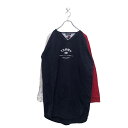 【中古】【古着】 TOMMY HILFIGER 長袖 プリント Tシャツ M トミーヒルフィガー ネイビー ホワイト レッド ラグラン 古着卸 アメリカ仕入 a...