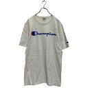 【中古】【古着】 Champion 半袖 ロゴTシャツ L オフホワイト チャンピオン クルーネック 袖ロゴ 古着卸 アメリカ仕入 a603-6769