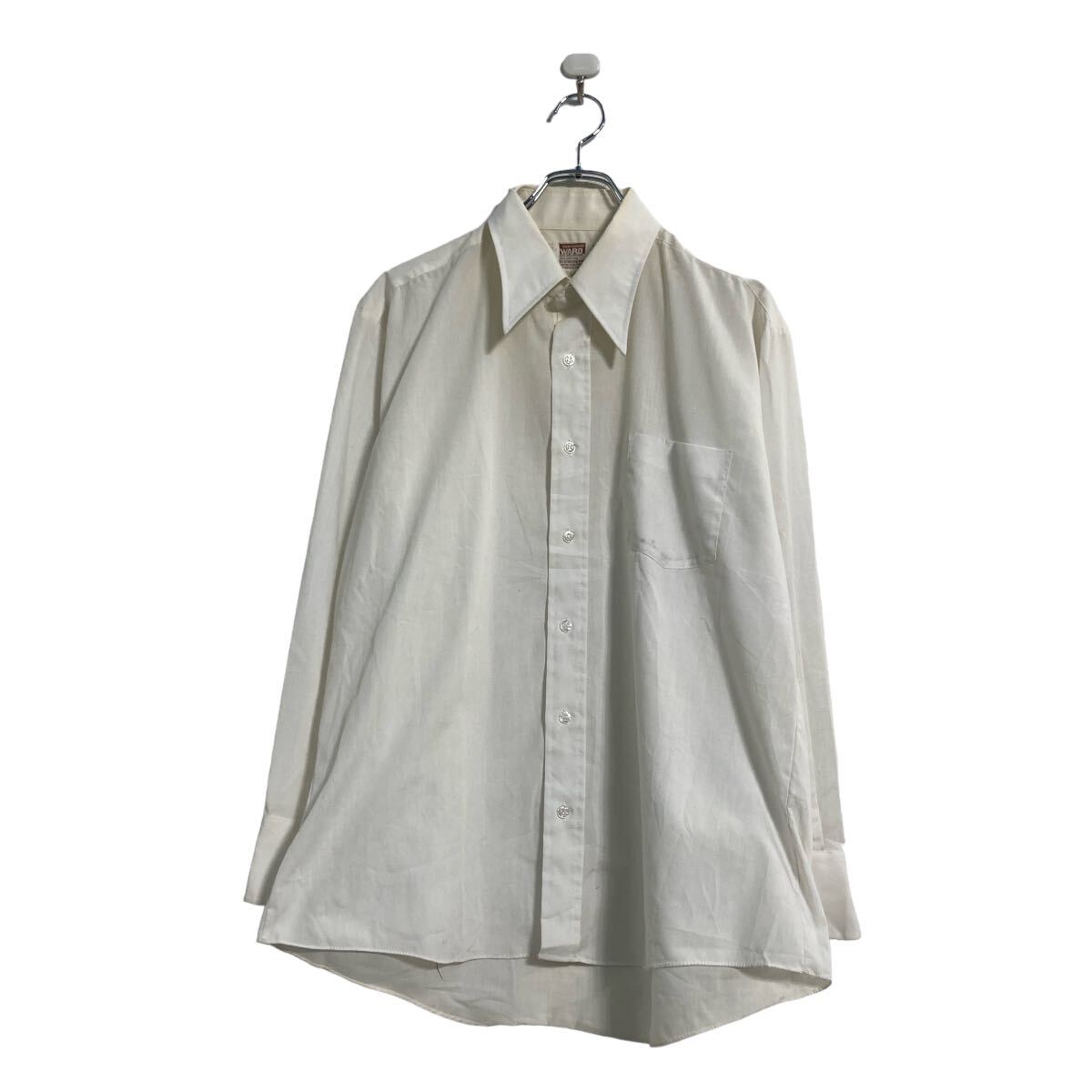 【中古】【古着】 WARD 長袖 無地シャツ L ホワイト シンプル 古着卸 アメリカ仕入 a603-6836