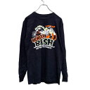 【中古】【古着】 プリントロンT S〜Mサイズ位 長袖Tシャツ 黒 ブラック 古着卸 アメリカ仕入 a603-6937