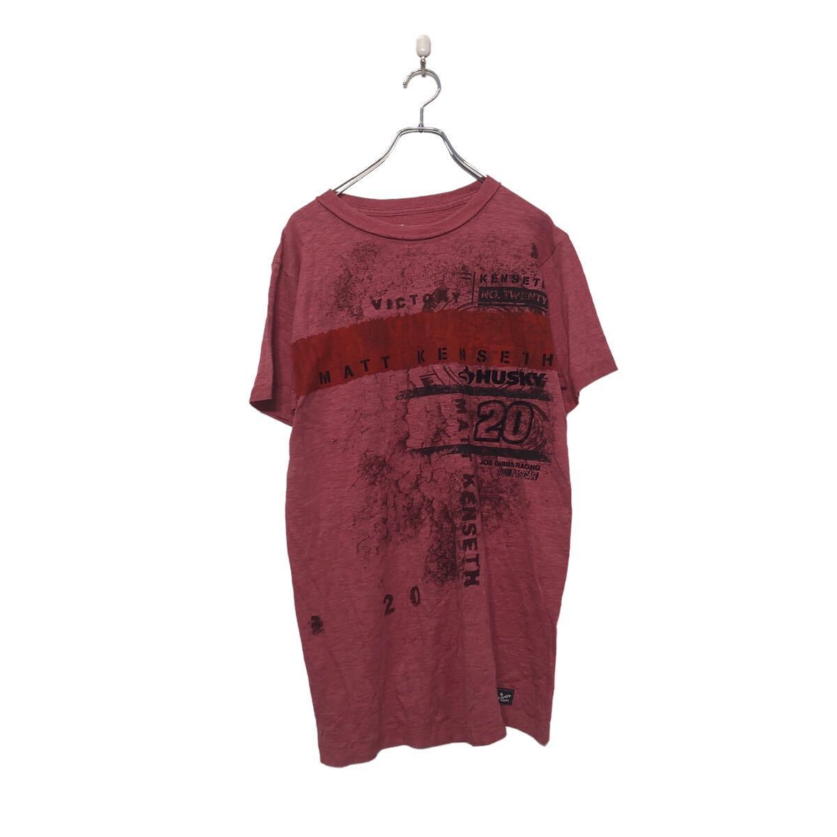 【中古】【古着】 半袖 プリント Tシャツ M ピンク レッド ブラック 文字 古着卸 アメリカ仕入 a604-5077