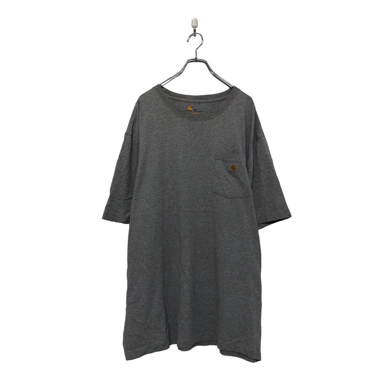 【中古】【古着】 Carhartt 半袖 ロゴ Tシャツ 2XL カーハット グレー ポケット 無地 シンプル 古着卸 アメリカ仕入 a604-5388