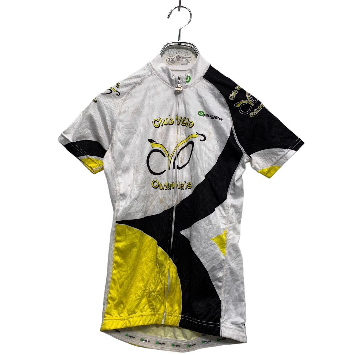 【中古】【古着】 apogee 半袖 サイクルジャージ 12 130〜 キッズ ホワイト イエロー ブラック バックプリント 古着卸 アメリカ仕入 a604-5...