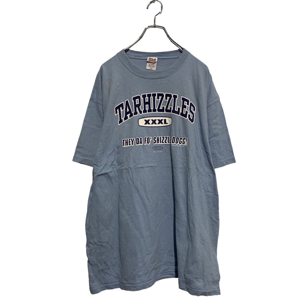 【中古】【古着】 anvil 半袖 プリントTシャツ XL ライトブルー アンビル ビッグサイズ クルーネック バックプリント 古着卸 アメリカ仕入 a604-5402