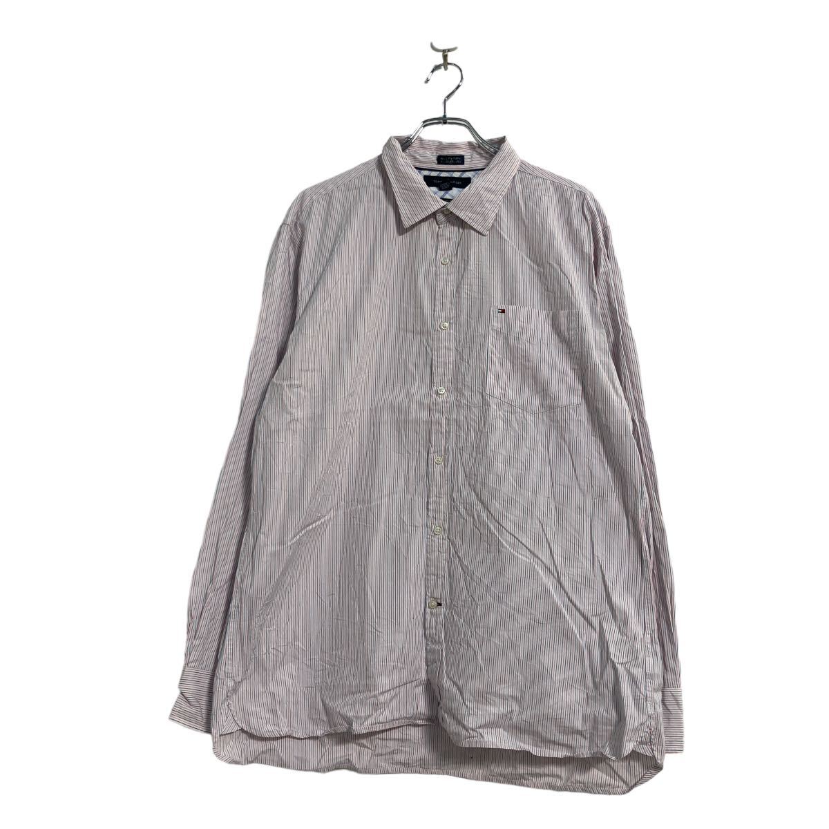 【中古】【古着】 TOMMY HILFIGER 長袖 ストライプ シャツ XL ピンク ブルー ホワイト トミーヒルフィガー ビッグサイズ 古着卸 アメリ..