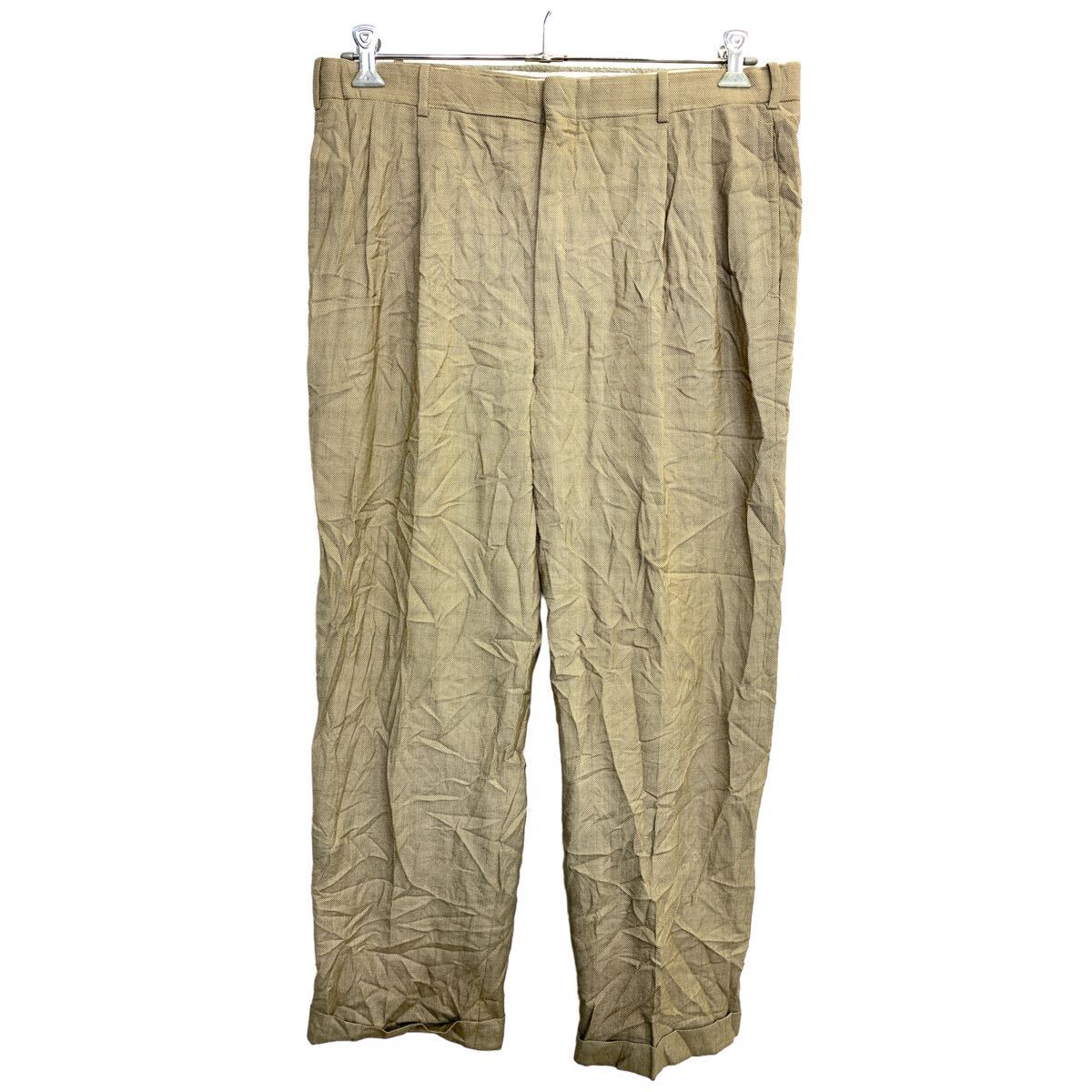 Rakuten - 【中古】【古着】 スラックス W37 タックパンツ ブラウン TALONジップ 古着卸 アメリカ仕入 2404-337