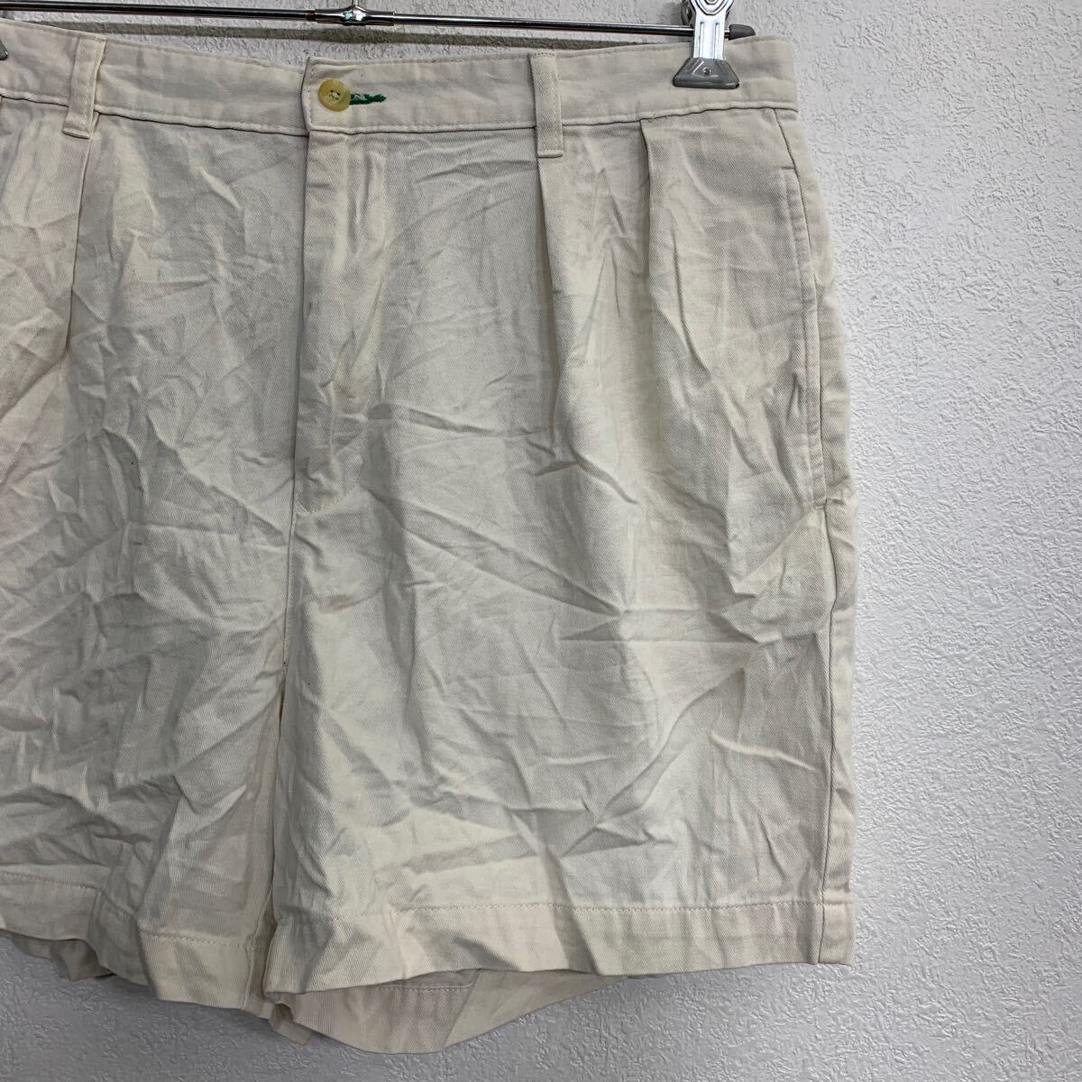 【中古】【古着】 TOMMY HILFIGER チノショートパンツ W34 トミーヒルフィガー タック ホワイトクリーム コットン 古着卸 アメリカ仕入 2404-397