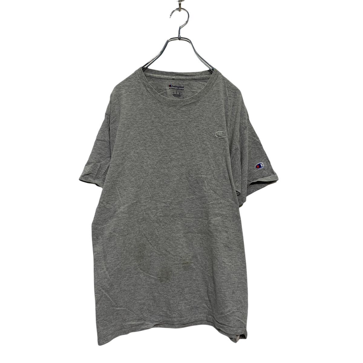 【中古】【古着】 Champion 半袖 ロゴTシャツ L グレー チャンピオン クルーネック ワンポイント 袖ロゴ 古着卸 アメリカ仕入 a604-5527