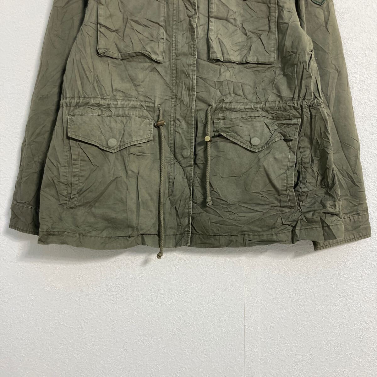 【中古】【古着】 TOMMY HILFIGER ミリタリージャケット レディース L カーキ トミーヒルフィガー ウエスト絞り 古着卸 アメリカ仕入 a604-5557