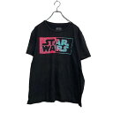 【中古】【古着】 STAR WARS 半袖 ロゴTシャツ L ブラック ピンク ライトブルー スターウォーズ グラデーションロゴ 古着卸 アメリカ仕入 a604-5603