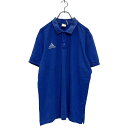 【中古】【古着】 adidas 半袖 ロゴ ポロシャツ XL ブルー アディダス ビッグサイズ ワンポイント 袖ライン 鹿子 古着卸 アメリカ仕入 a604-5...