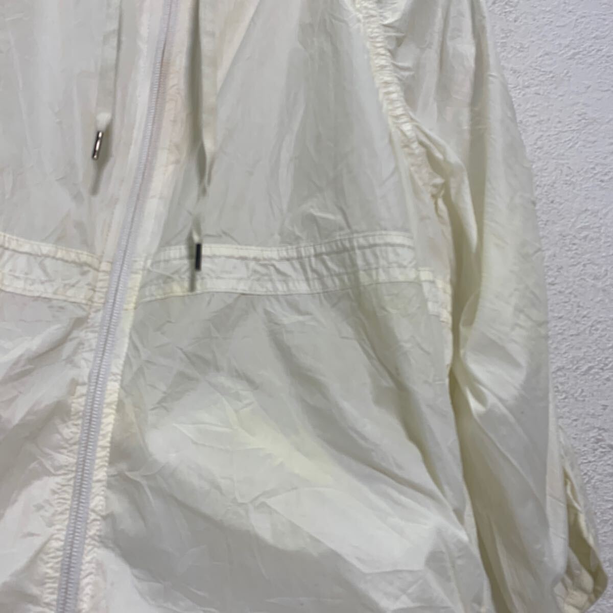 【中古】【古着】 kyodan 七分袖 ジップアップ ジャケット L レディース オフホワイト 薄手 ドローコード ポリエステル 古着卸 アメリカ仕入 a604-5850