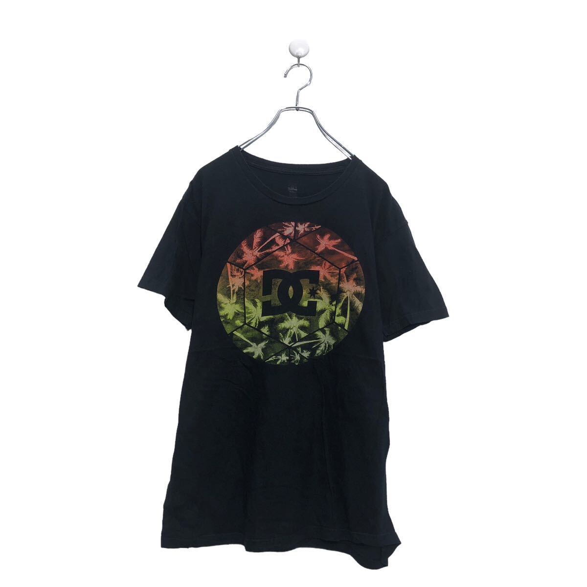 【中古】【古着】 DC 半袖 ロゴ Tシャツ L ディーシー ブラック オレンジ グリーン プリント クルーネック 古着卸 アメリカ仕入 a604-5880