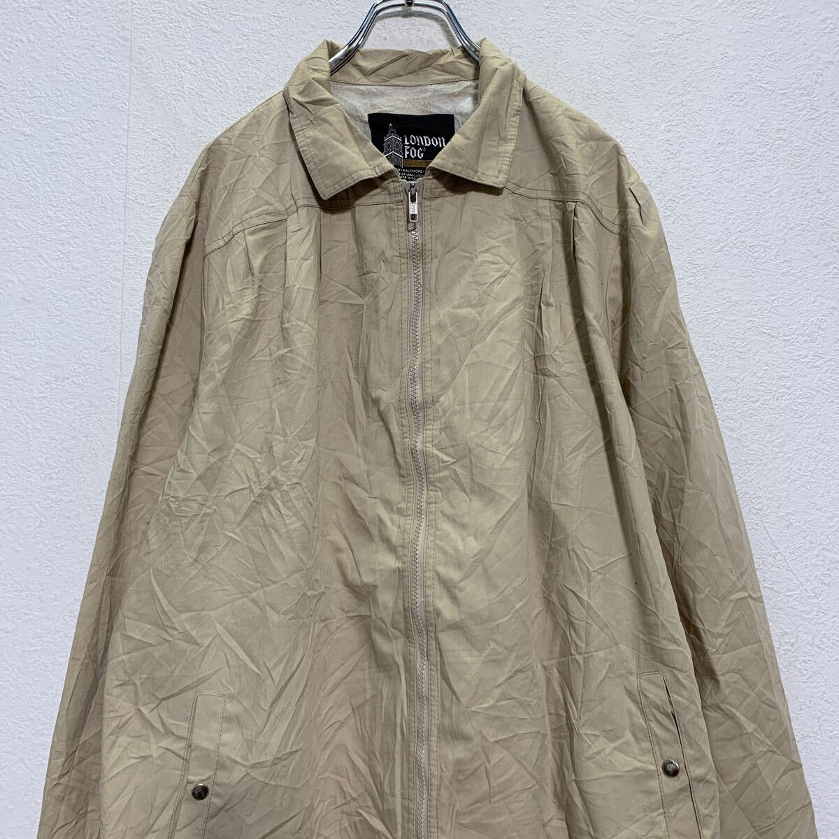 【中古】【古着】 LONDON FOG ジップアップ ジャケット 2XL～ ベージュ ロンドンフォグ ビッグサイズ 無地 シンプル 古着卸 アメリカ仕入 a604-5952 2