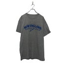 【中古】【古着】 Champion 半袖 プリント Tシャツ チャンピオン L グレー ブルー カレッジ クルーネック 古着卸 アメリカ仕入 a604-6369