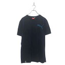 【中古】【古着】 PUMA 半袖 ロゴ Tシャツ M ブラック プーマ スポーツウェア Vネック バックプリント 古着卸 アメリカ仕入 a604-6590