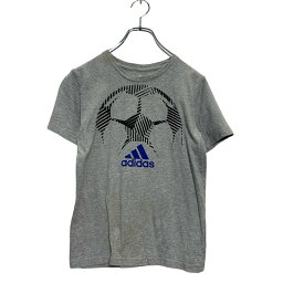 【中古】【古着】 adidas 半袖 プリントTシャツ S 120～ キッズ グレー アディダス クルーネック サッカー 古着卸 アメリカ仕入 a604-6598