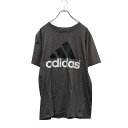 【中古】【古着】 adidas 半袖 ロゴTシャツ M グレー ブラック アディダス クルーネック ビッグロゴ 古着卸 アメリカ仕入 a604-6606
