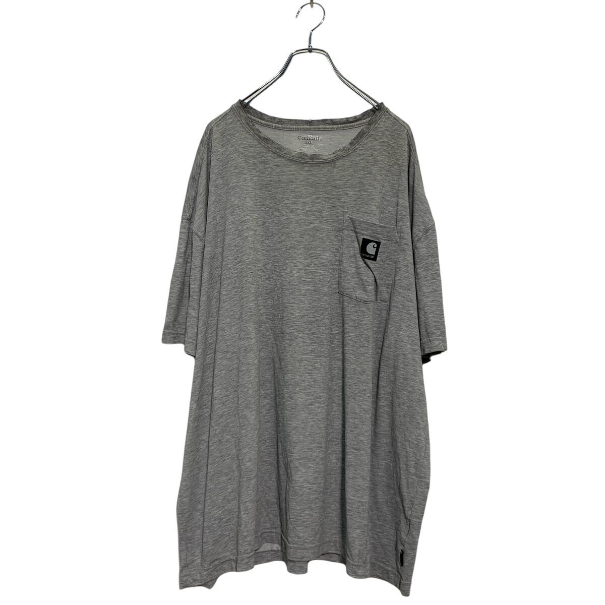 【中古】【古着】 carhartt 半袖 ロゴTシャツ 2XL ライトグレー カーハート ビッグサイズ クルーネック 胸ポケット 古着卸 アメリカ仕入 a604-6976