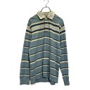 【中古】【古着】 TOMMY HILFIGER 長袖 ボーダーポロシャツ M ブルーグレー ネイビー トミーヒルフィガー ラガーシャツ 古着卸 アメリカ仕入 a...