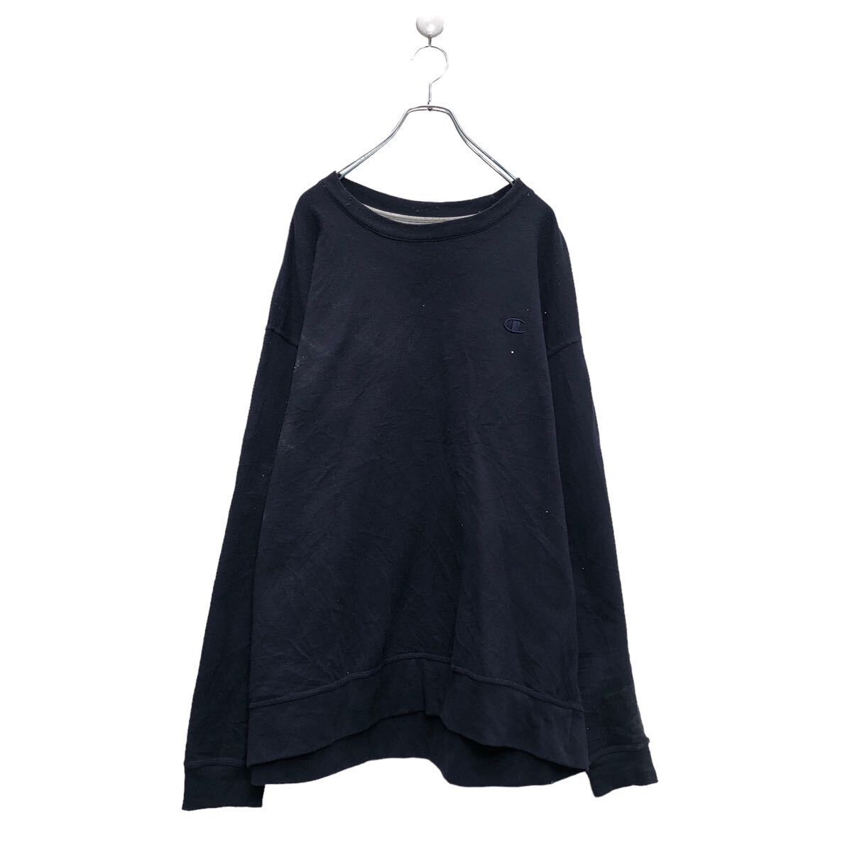 【中古】【古着】 Champion ロゴ スウェット トレーナー チャンピオン 2XL ネイビー シンプル 刺繍 古..