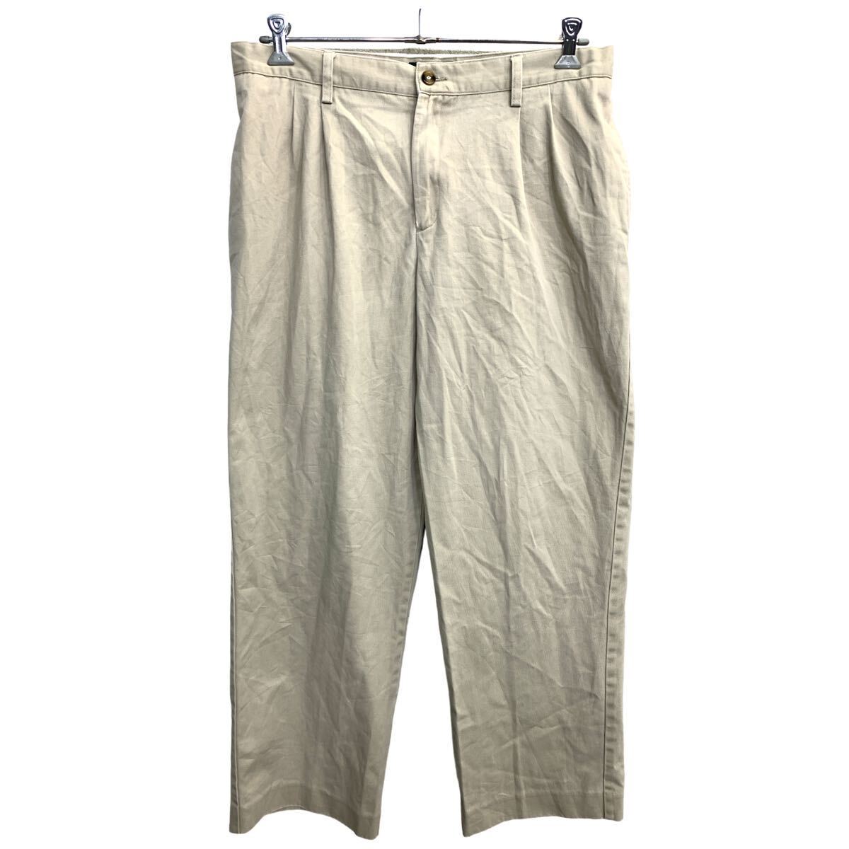 【中古】【古着】 Eddie Bauer チノパン W36 エディーバウアー タックパンツ ビッグサイズ ベージュ コットン 古着卸 アメリカ仕入 2404-875