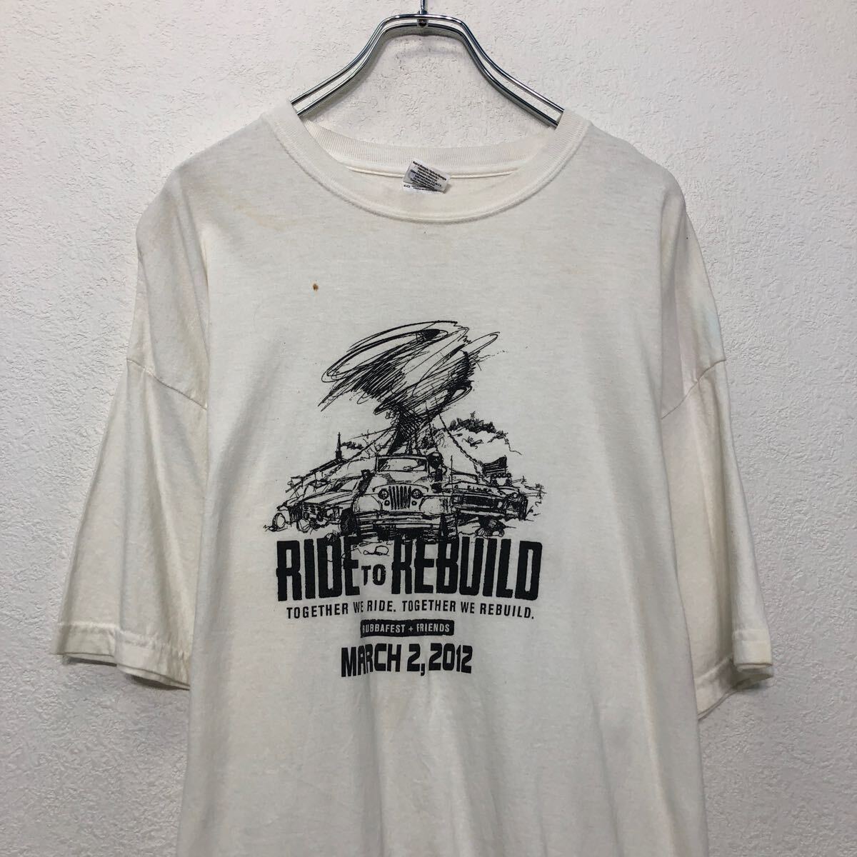 【中古】【古着】 GILDAN 半袖 プリント Tシャツ ギルダン XL ホワイト 車 ビッグサイズ イラスト クルーネック 古着卸 アメリカ仕入 a604-7280