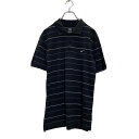 【中古】【古着】 NIKE 半袖 ボーダーポロシャツ S ブラック グレー ホワイト ナイキ ワンポイントロゴ 古着卸 アメリカ仕入 a604-7295