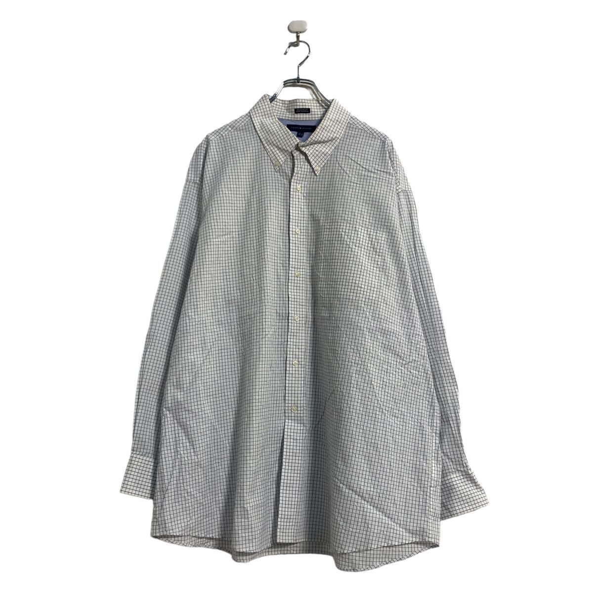 【中古】【古着】 TOMMY HILFIGER 長袖 チェック シャツ 2XL ホワイト ブルー トミーヒルフィガー ビッグサイズ ボタンダウン 古着卸 アメリカ仕入 a604-7330