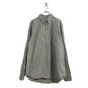 【中古】【古着】 OLD NAVY 長袖 チェック シャツ L ホワイト グレー オールドネイビー ボタンダウン 古着卸 アメリカ仕入 a604-7332(4)